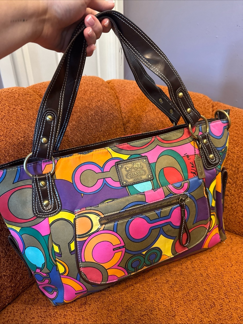 Coach Poppy"Pop C"  Glam Shoulder Bag  Vibrant MultiColor - Picture 3 of 14